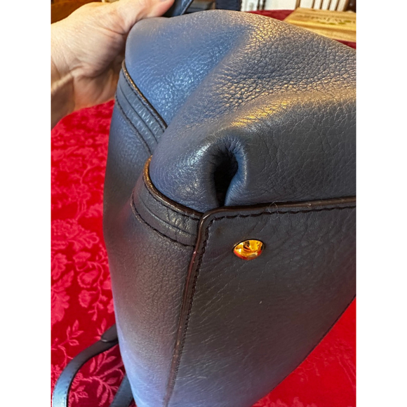 MCM Blue Pebbled Leather Two-Way Bag w/COA - Picture 9 of 14